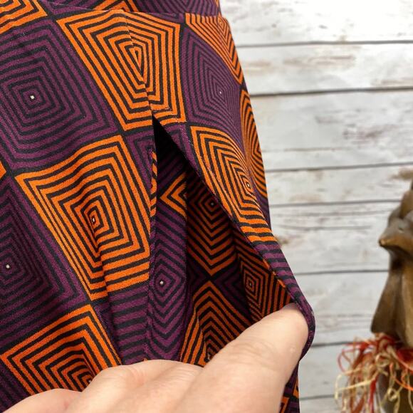 LuLaRoe Madison Skirt S Small Purple Orange Diamond NWT It has Pockets Fall - Picture 3 of 7